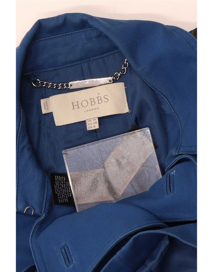 Hobbs Damen Trenchcoat UK 10 Small Blaue Baumwolle