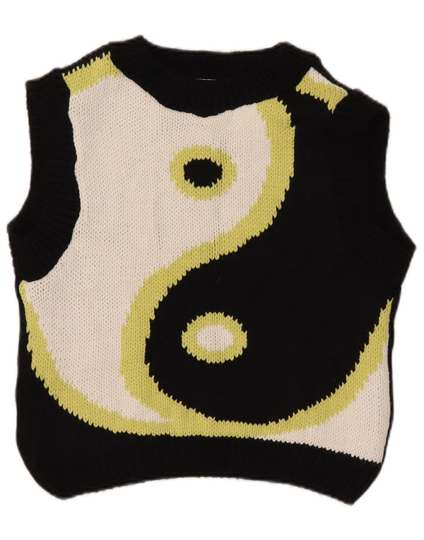 Topshop Damen Crop Vest Tank Top UK 10 Small Schwarz Colourblock Acryl