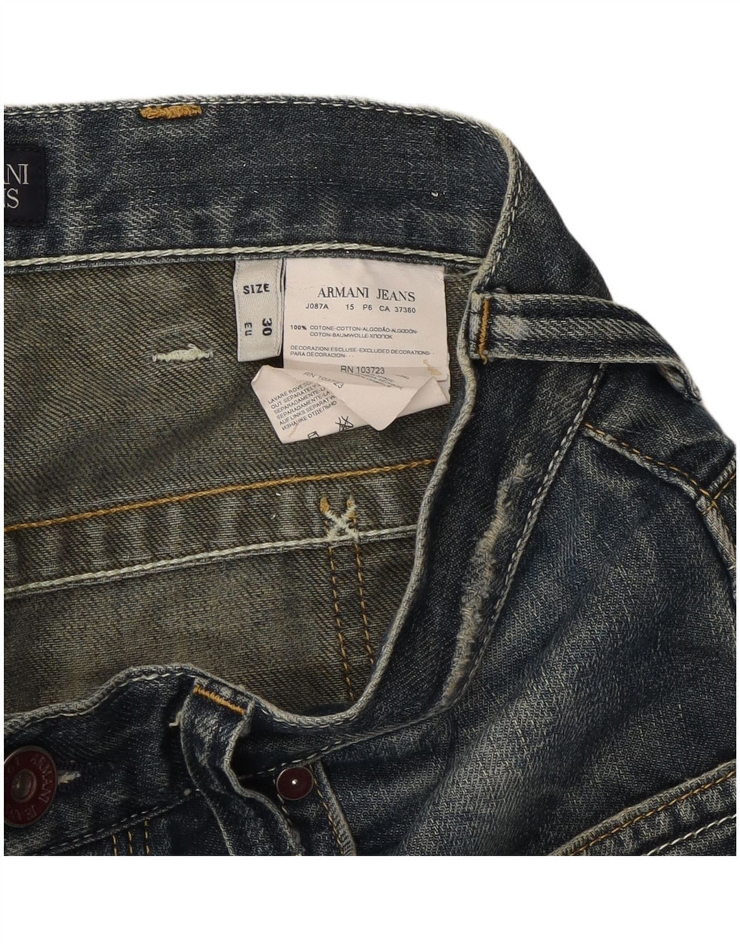 Armani Damen Bootcut Jeans W30 L32 Blaue Baumwolle