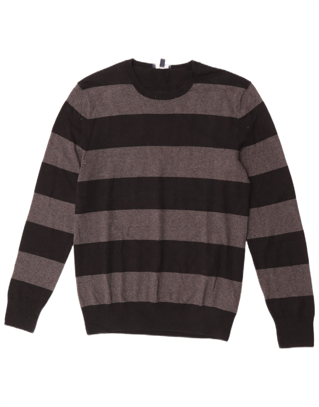 Gap Herren-Pullover mit Rundhalsausschnitt, klein, grau gestreift, Baumwolle