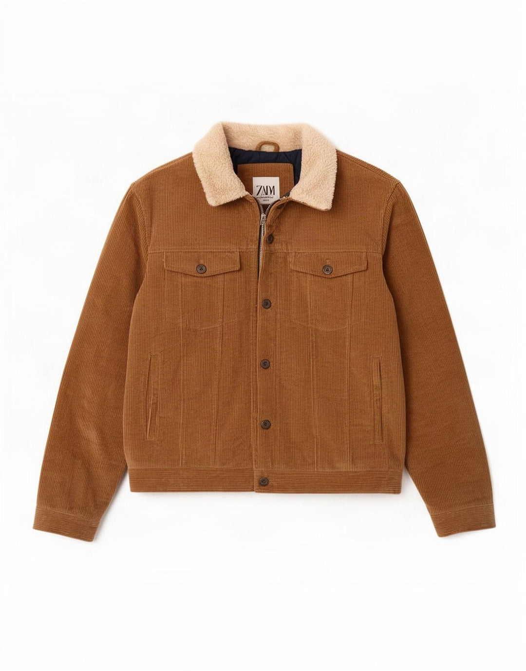 Zara Herren Cordjacke UK 40 Large Braun Colourblock