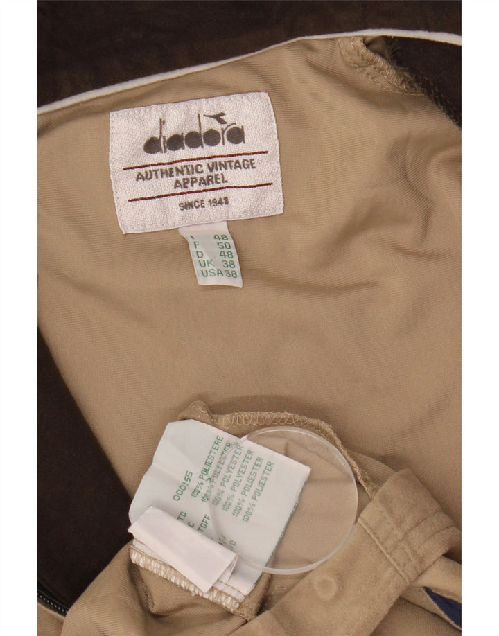 Diadora Herren-Trainingsanzug-Oberteil, Jacke, UK 38, Mittelbeige, Farbblock-Polyester
