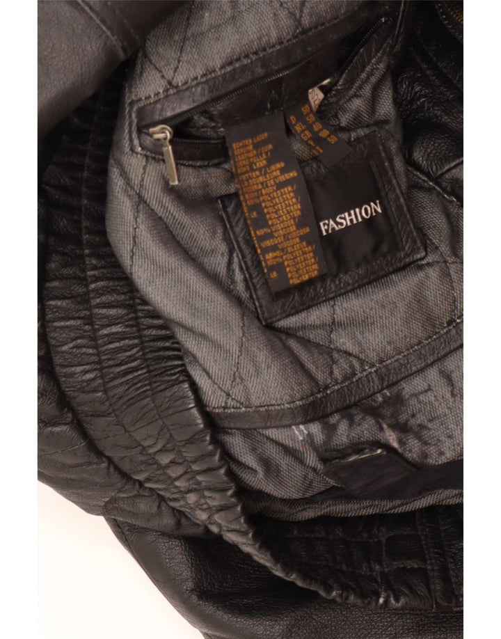 Vintage Herren Kunstlederjacke UK 40 Large Schwarz Polyester