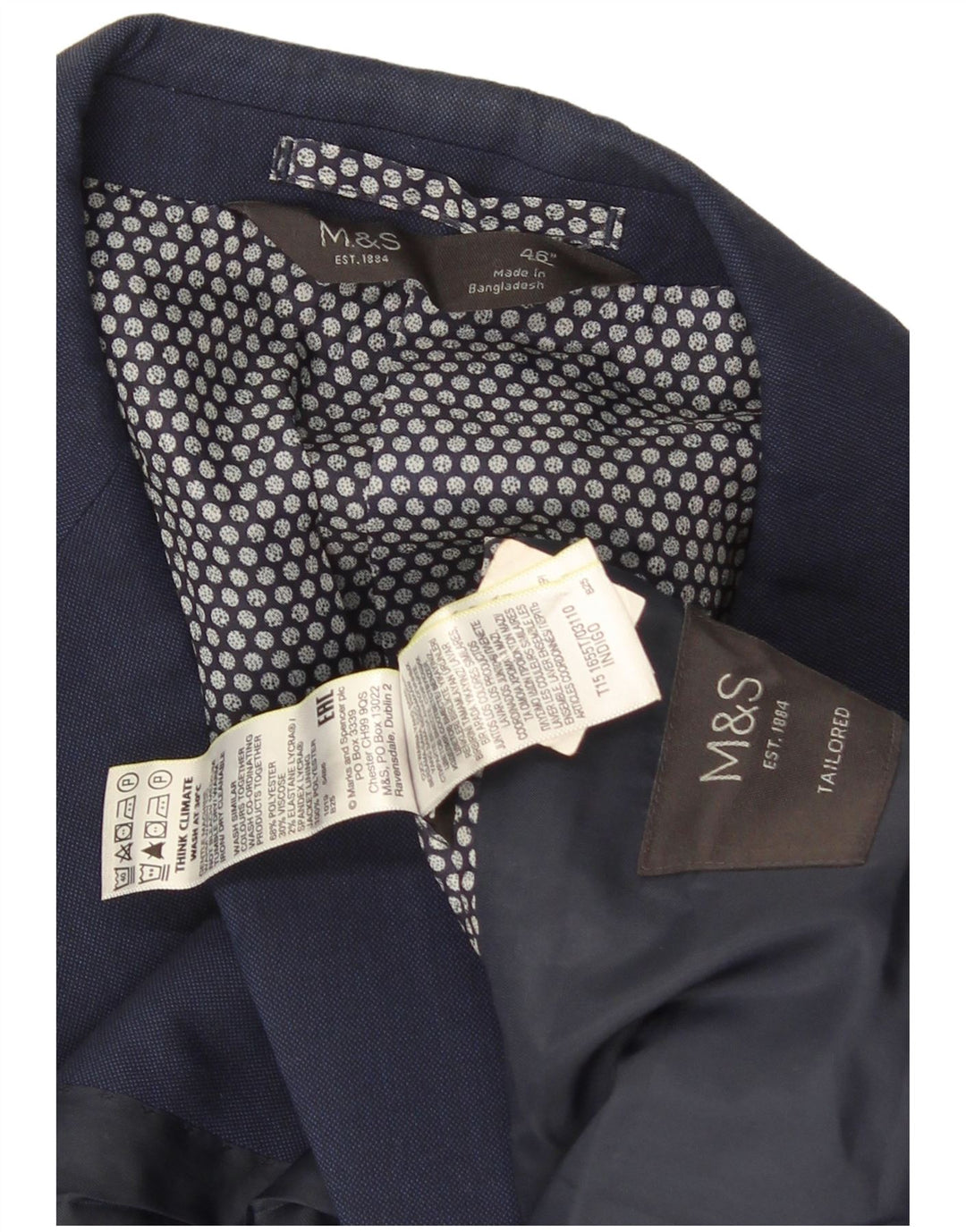 Marks & Spencer Maßgeschneiderte Herren-Blazerjacke mit 2 Knöpfen, UK 46 3XL, Marineblau