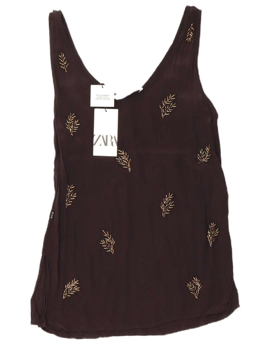 Zara Damen Weste Top UK 10 Small Schwarz geblümte Viskose