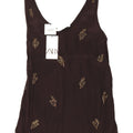 Zara Damen Weste Top UK 10 Small Schwarz geblümte Viskose