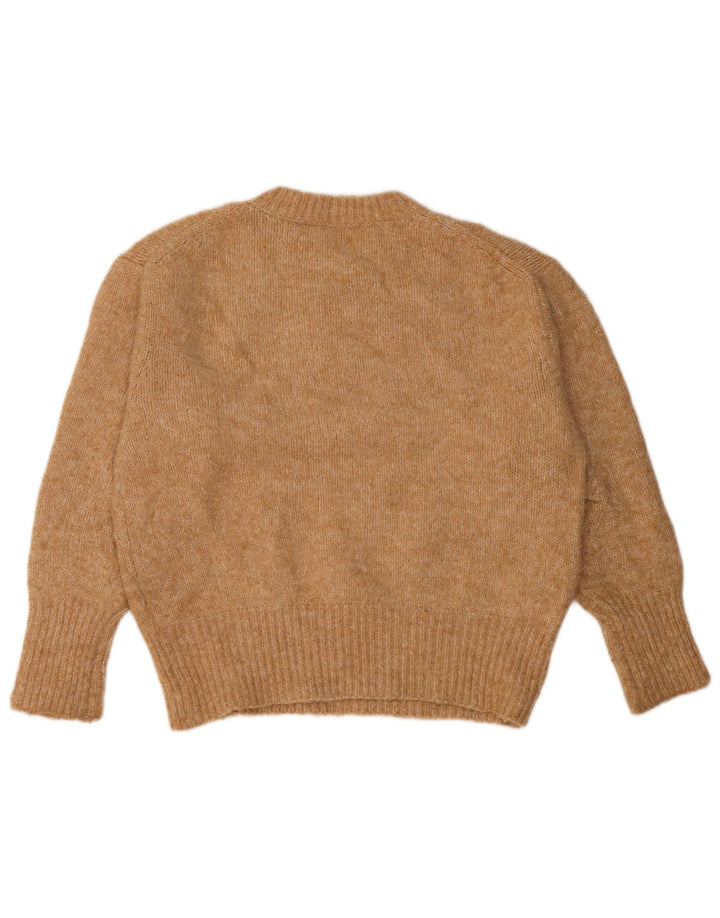 Zara Damen-Pullover, übergroß, Rundhalsausschnitt, Gr. 10, Größe S, Beige, Polyester