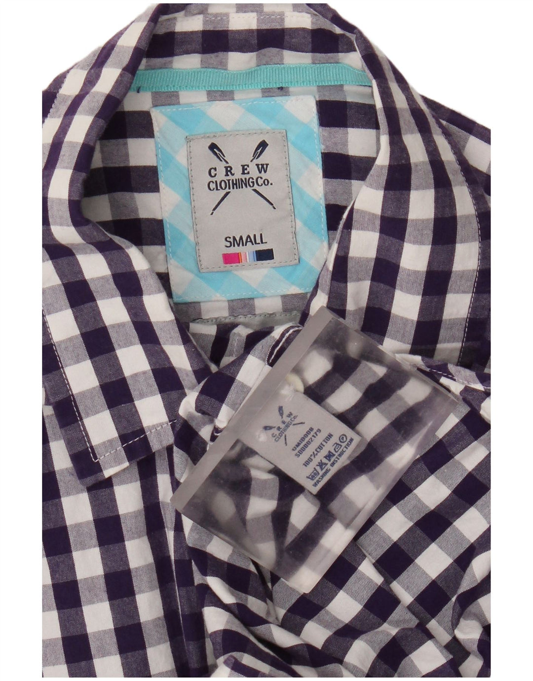 Crew Clothing Herren-Hemd, klein, violett, Gingham-Baumwolle