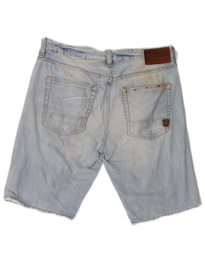 Uniform Herren-Jeansshorts im Distressed-Look, W30, mittelblau, Baumwolle