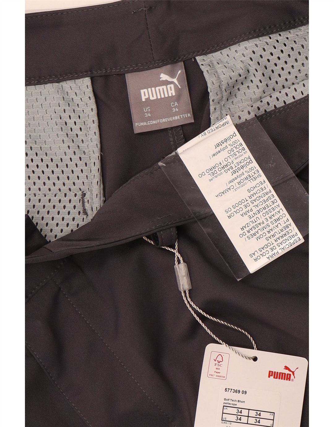 Puma Herren Chino Shorts W34 Large Grau Polyester