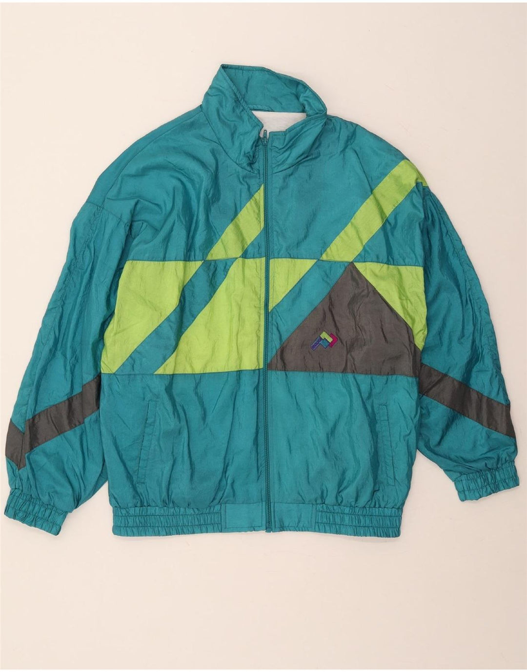 Brugi Herren-Trainingsanzug, groß, türkisfarbenes Colourblock-Polyamid