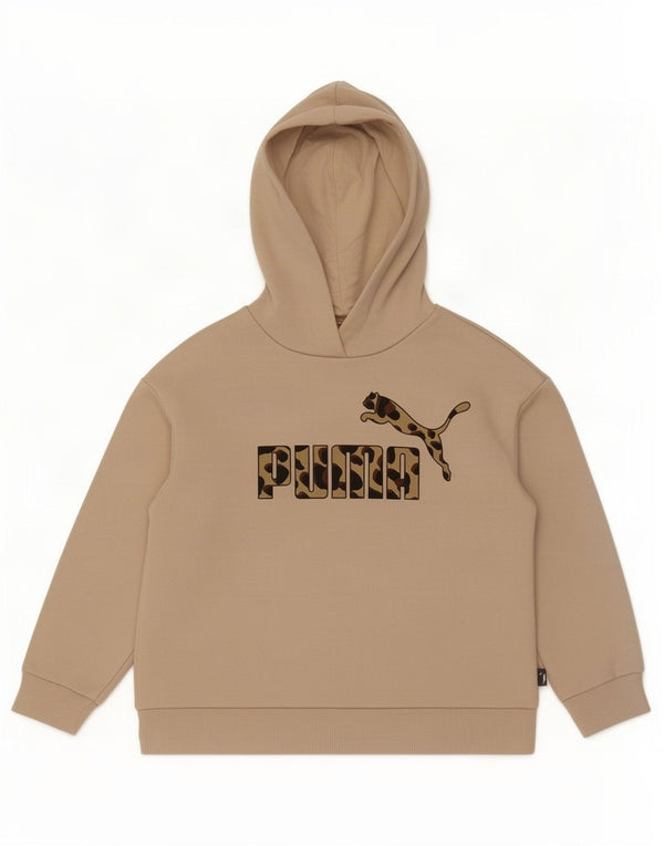Puma Mädchen Graphic Hoodie Pullover 9–10 Jahre Beige Baumwolle