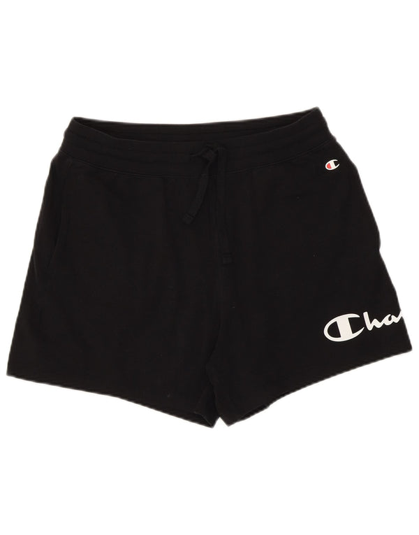 Champion Womens Graphic Sport Shorts UK 12 Mittelschwarze Baumwolle