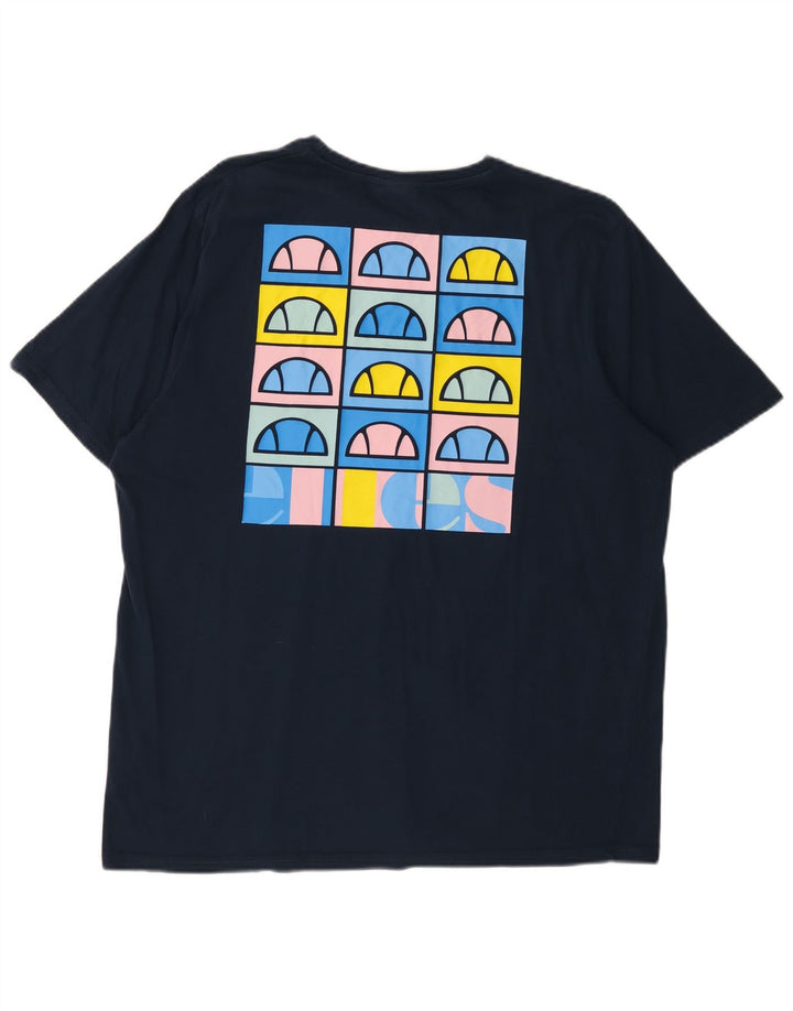 ELLESSE Herren Grafik T-Shirt Top 2XL Marineblau Baumwolle