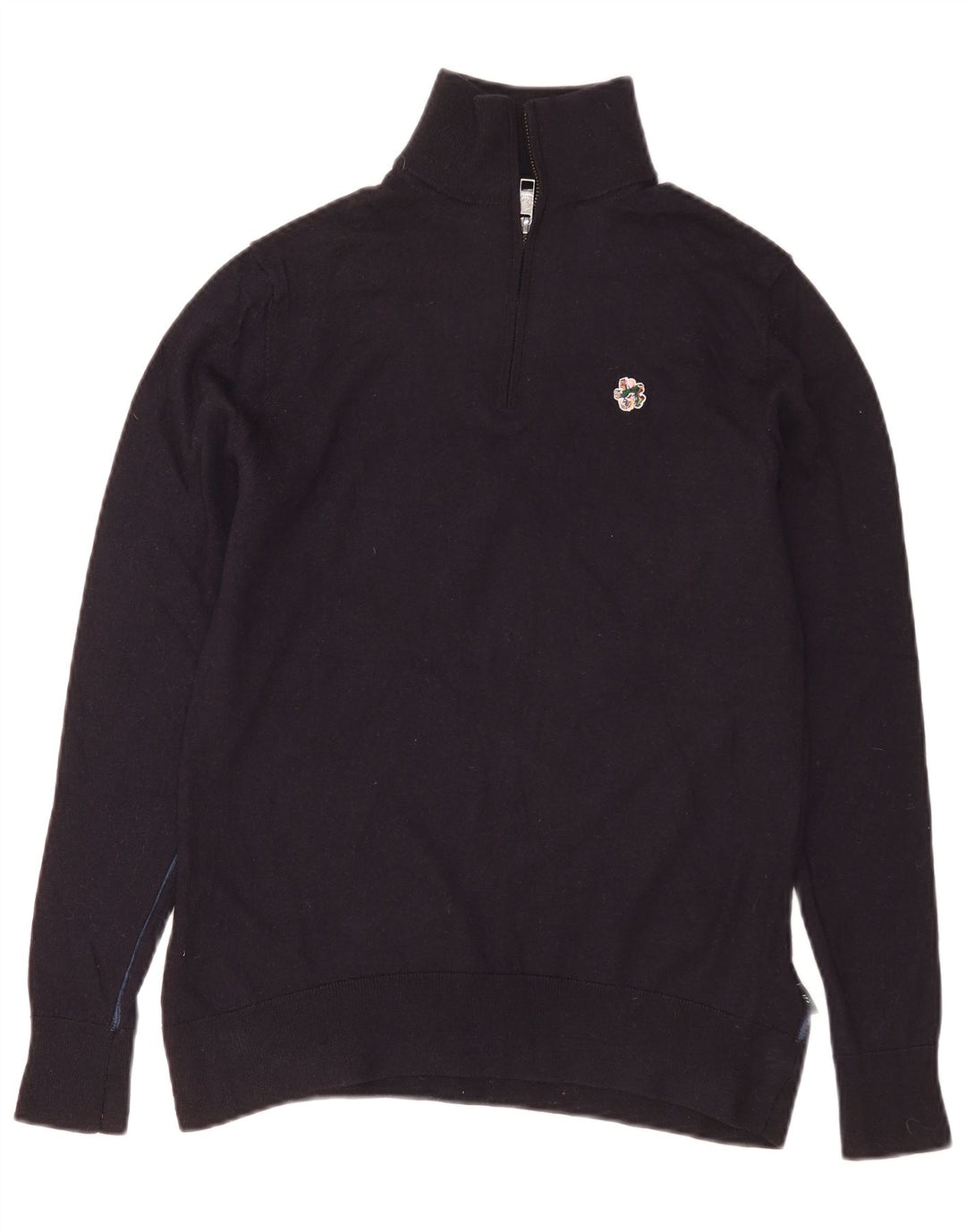 Ted Baker Herren-Pullover mit Reißverschluss am Hals, Größe 3, mittlere marineblaue Wolle