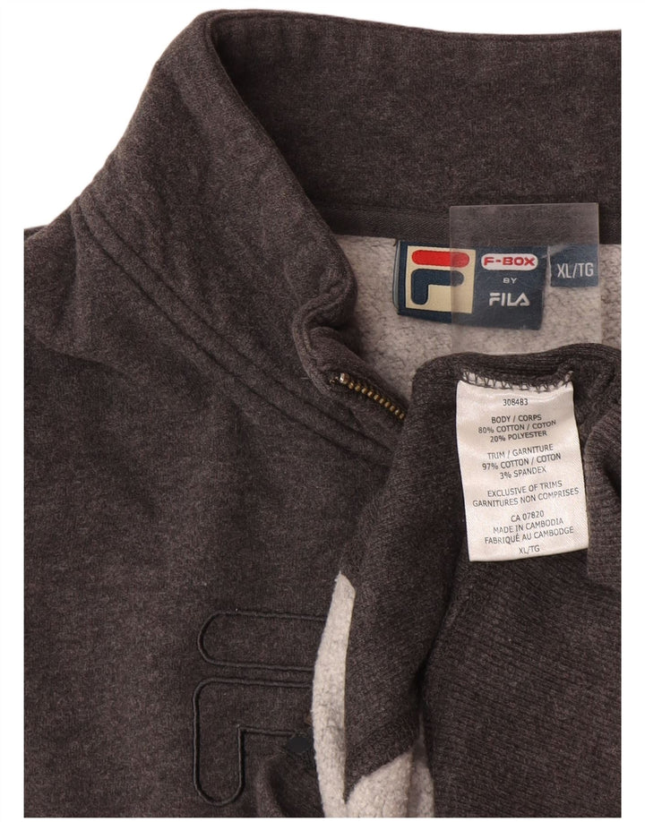 Fila Herren Grafik-Trainingsanzug-Top-Jacke XL aus grauer Baumwolle