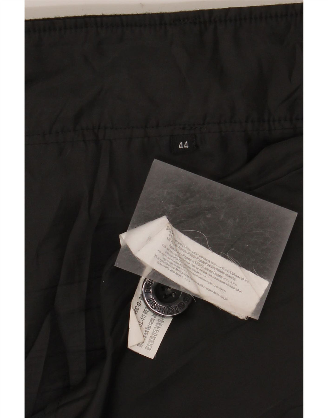 Desigual Damen Mini-Wickelrock EU 44 XL W35 Schwarze Patchwork-Wolle