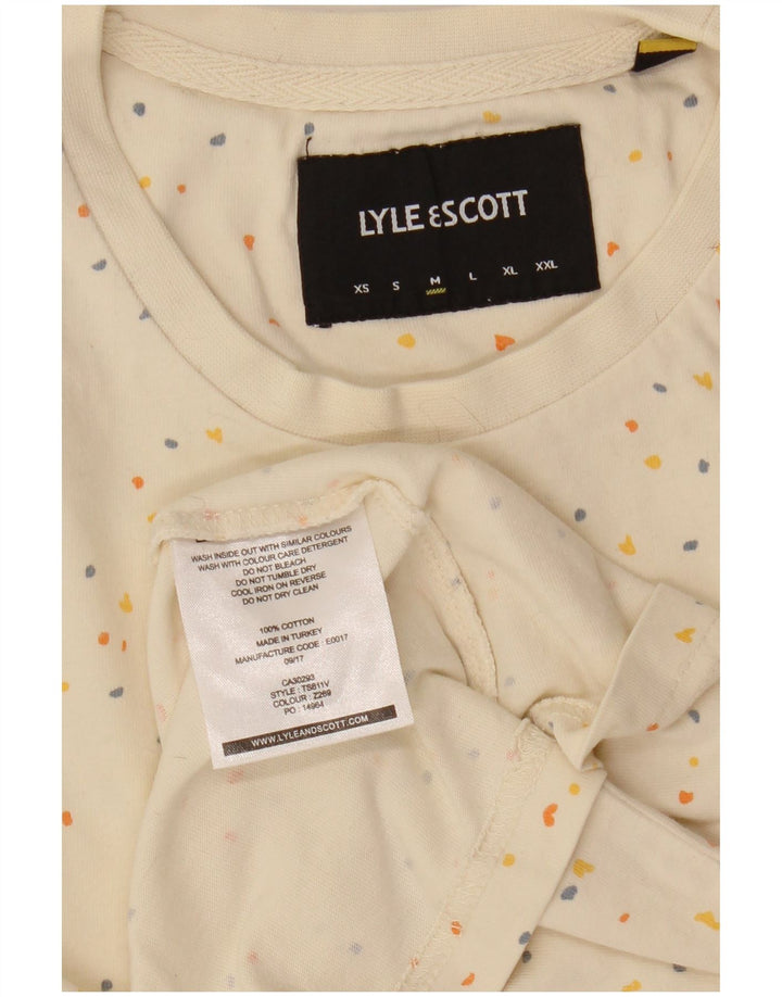 Lyle & Scott Herren-T-Shirt aus mittelgroßer, cremefarbener, gepunkteter Baumwolle