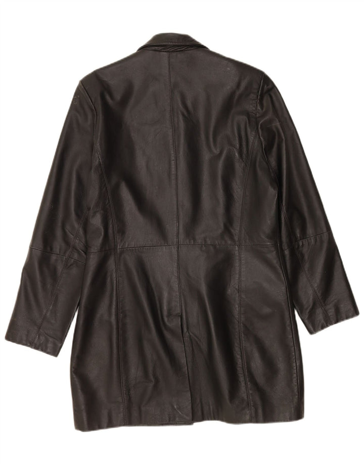 Vintage Damen Übergroßer Ledermantel EU 36 Kleines schwarzes Leder