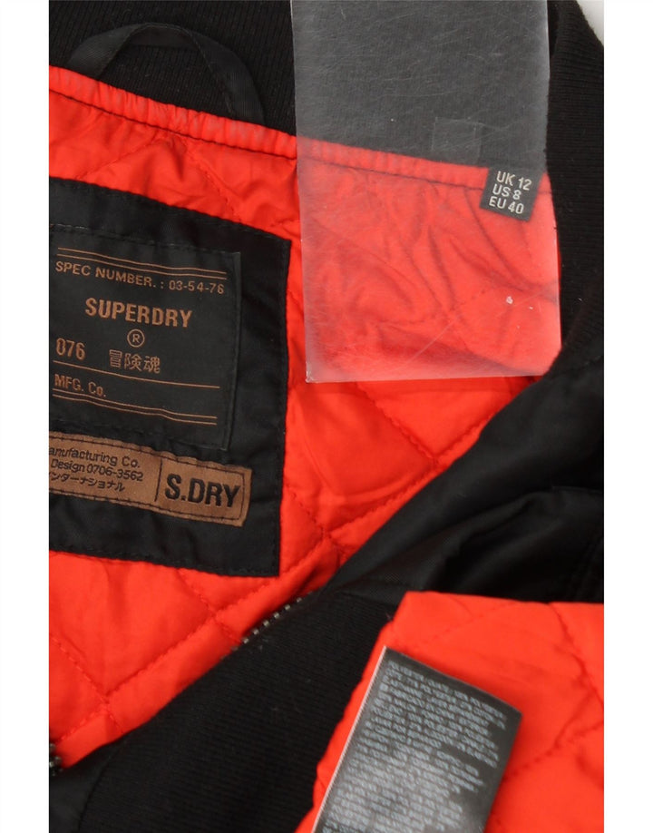Superdry Damen Bomberjacke UK 12 Mittelschwarzes Polyester