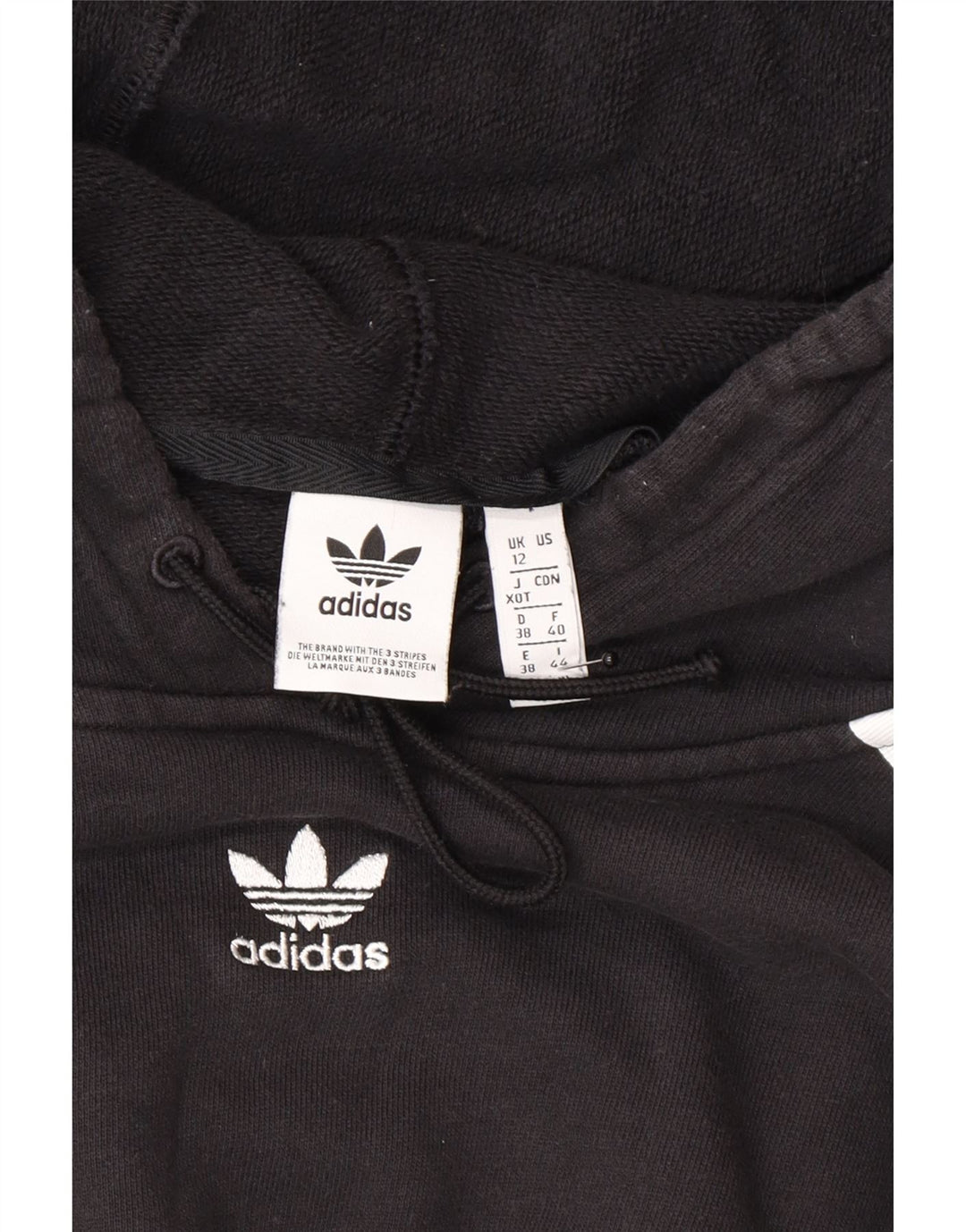 Adidas Damen Crop Oversized Hoodie Pullover UK 12 Medium Schwarz