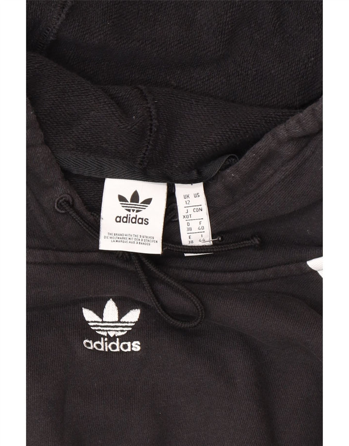 Adidas Damen Crop Oversized Hoodie Pullover UK 12 Medium Schwarz