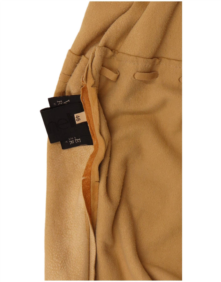 Fontanelli Damen Wildleder-Hemdjacke IT 46 Large Beige Leder