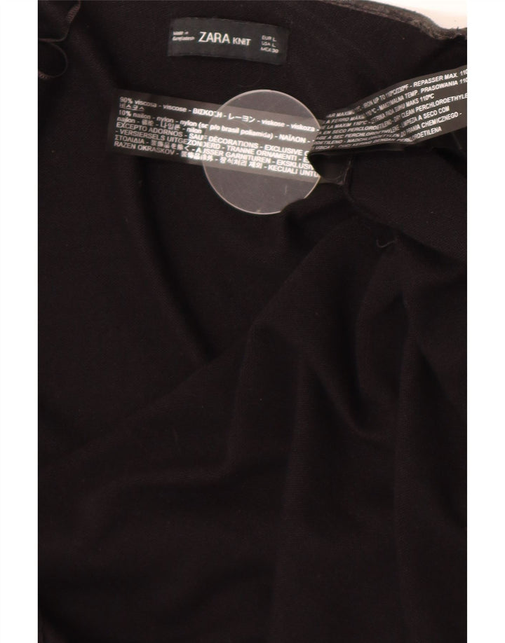 Zara Damen Top Langarm UK 14 Große schwarze Viskose