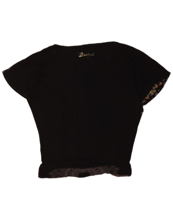 Desigual Damen-Blusenoberteil in Übergröße mit Grafik, UK-Größe 46, Größe L, Schwarz mit Blumenmuster
