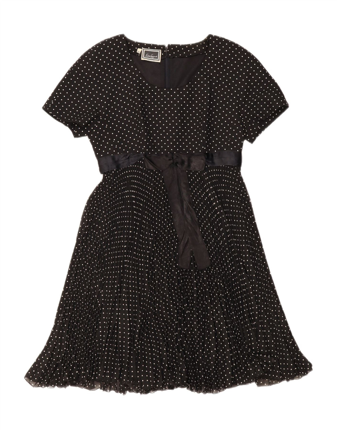 Luisa Spagnoli Damen A-Linien-Kleid IT 44 Mittelschwarz gepunktet