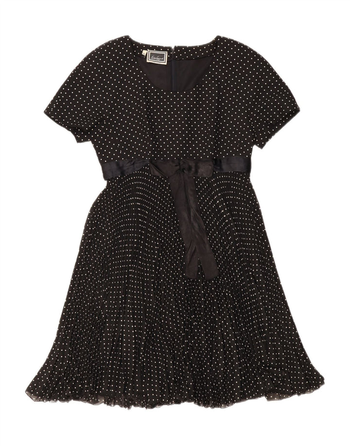 Luisa Spagnoli Damen A-Linien-Kleid IT 44 Mittelschwarz gepunktet
