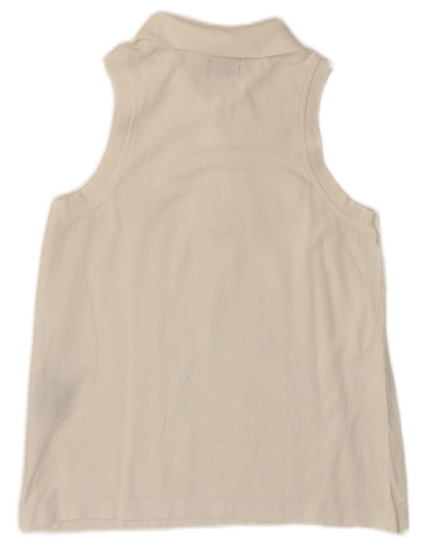 KAPPA Damen ärmelloses Poloshirt UK 12 Mittelweiße Baumwolle