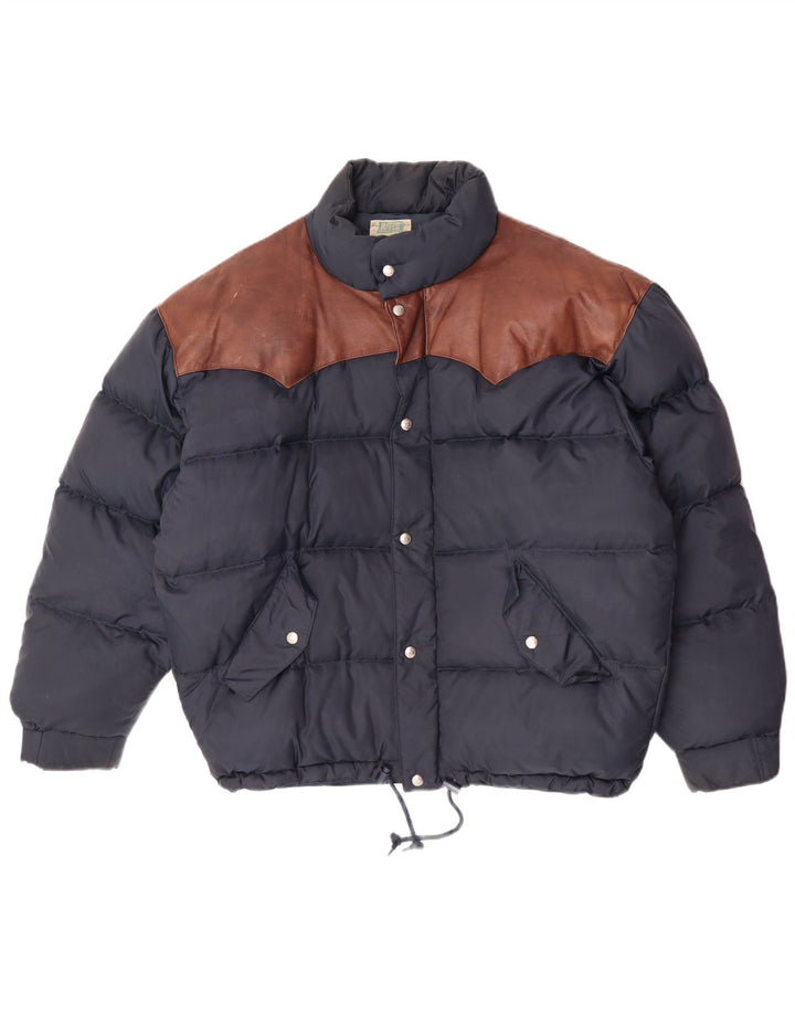 Gefütterte Herrenjacke von Rifle, UK 40, groß, marineblaues Colourblock-Polyamid