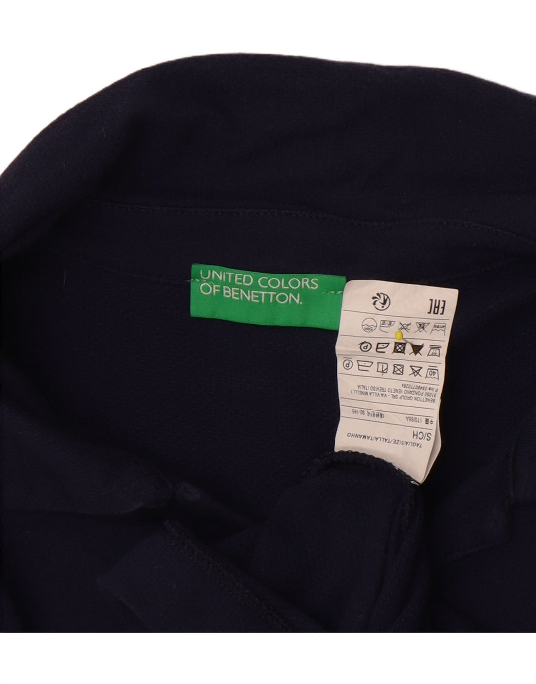 BENETTON Mens Polo Shirt Small Navy Blue Cotton Vintage Benetton and Second-Hand Benetton from Messina Hembry 