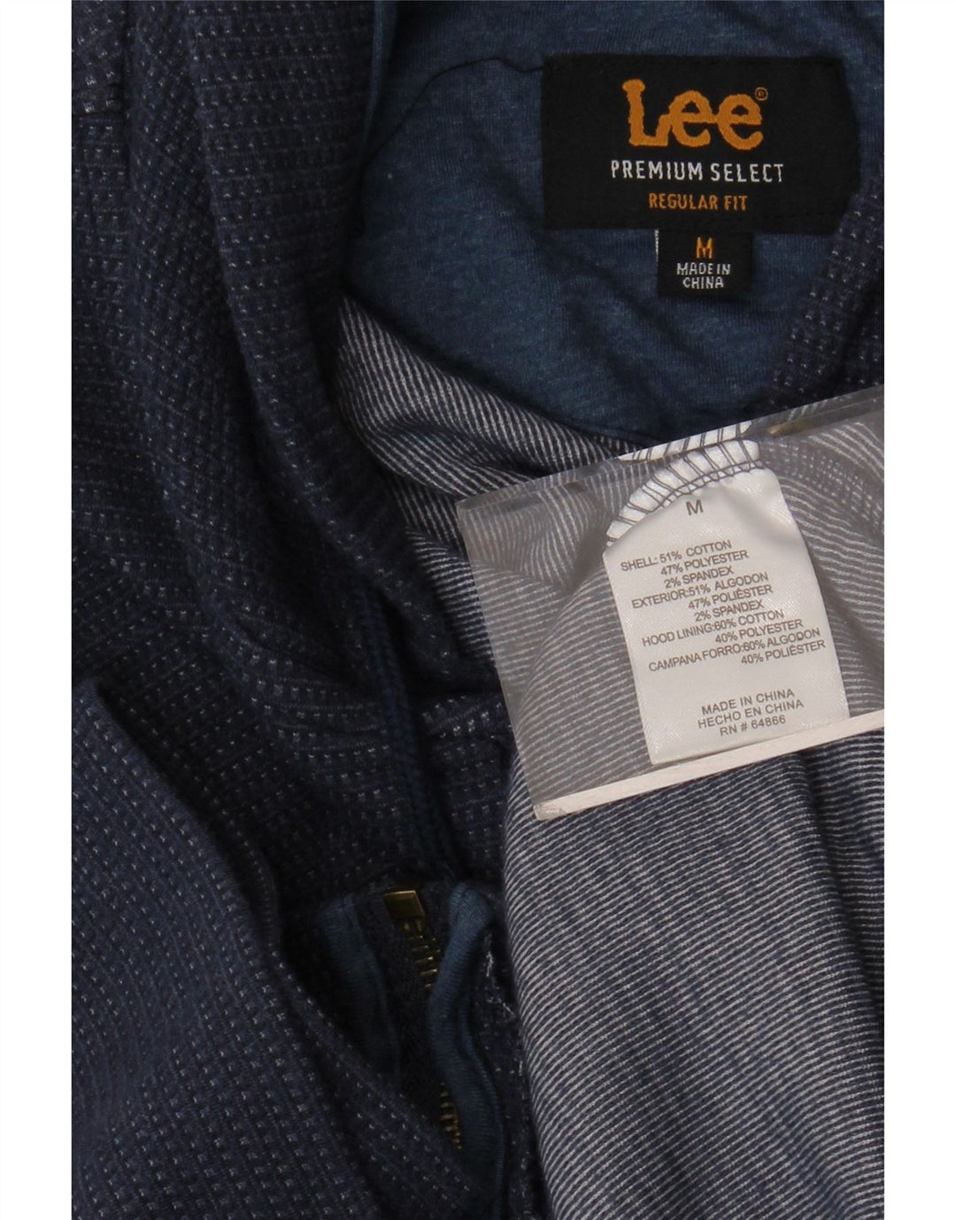 LEE Herren-Kapuzenpullover mit normaler Passform und Reißverschluss, mittlere marineblaue gepunktete Baumwolle
