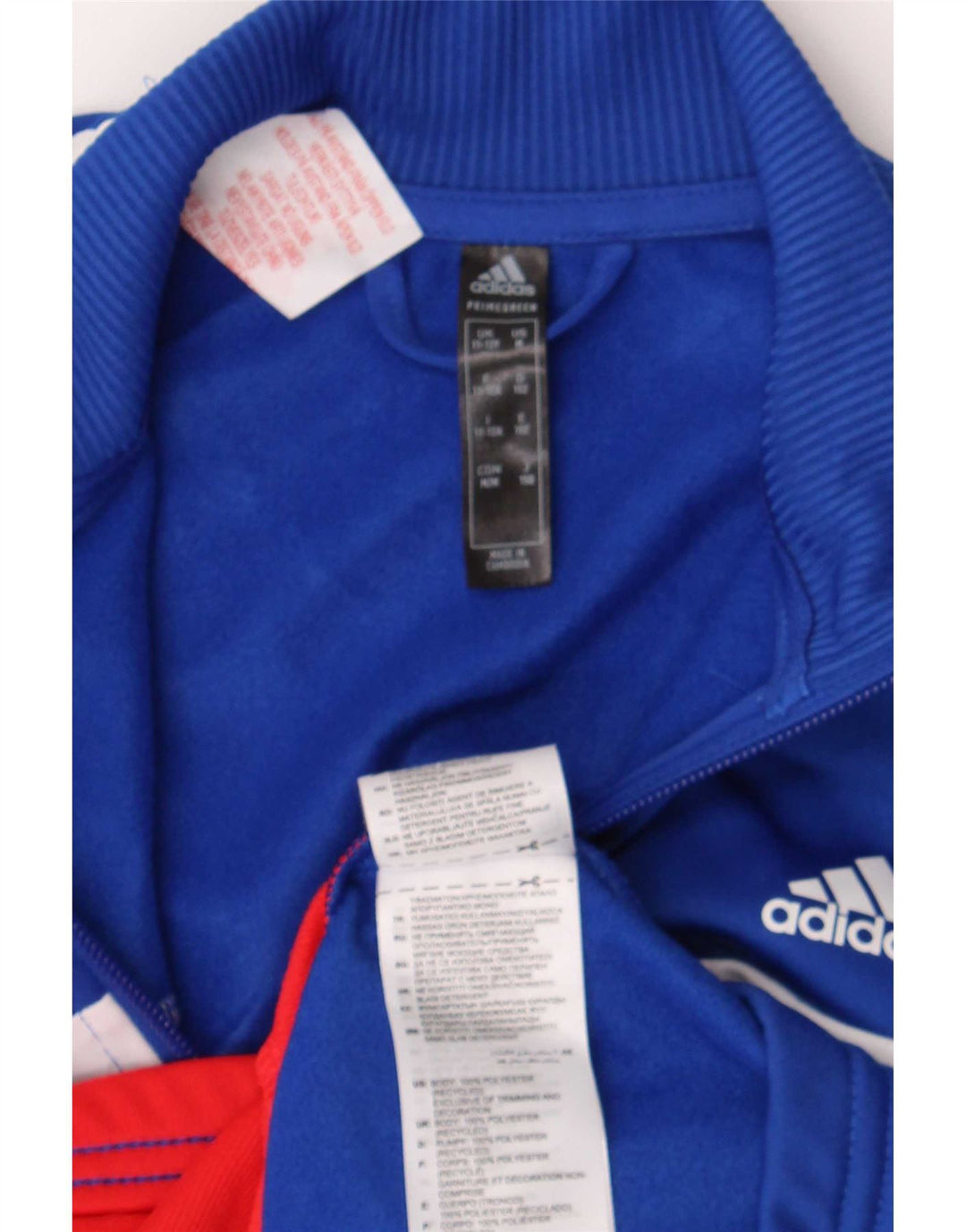 Adidas Jungen-Trainingsanzug-Top-Jacke, 11–12 Jahre, blaues Colourblock-Polyester