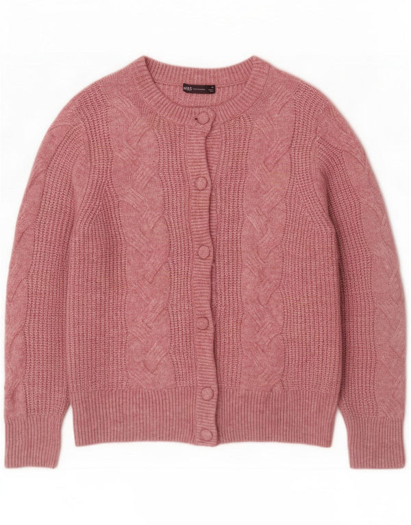 Marks & Spencer Damen-Cardigan-Pullover UK 14 Large Pink Meled Acrylic