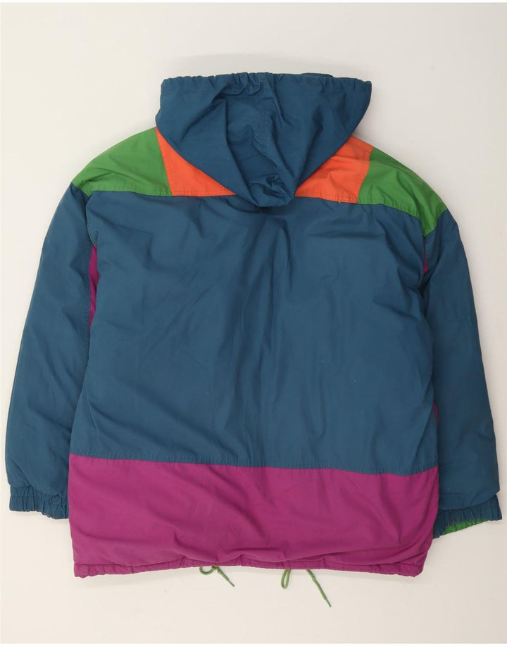 Astrolabio Wattierte Herrenjacke mit Kapuze, UK 38, Mittelgrün, Farbblock