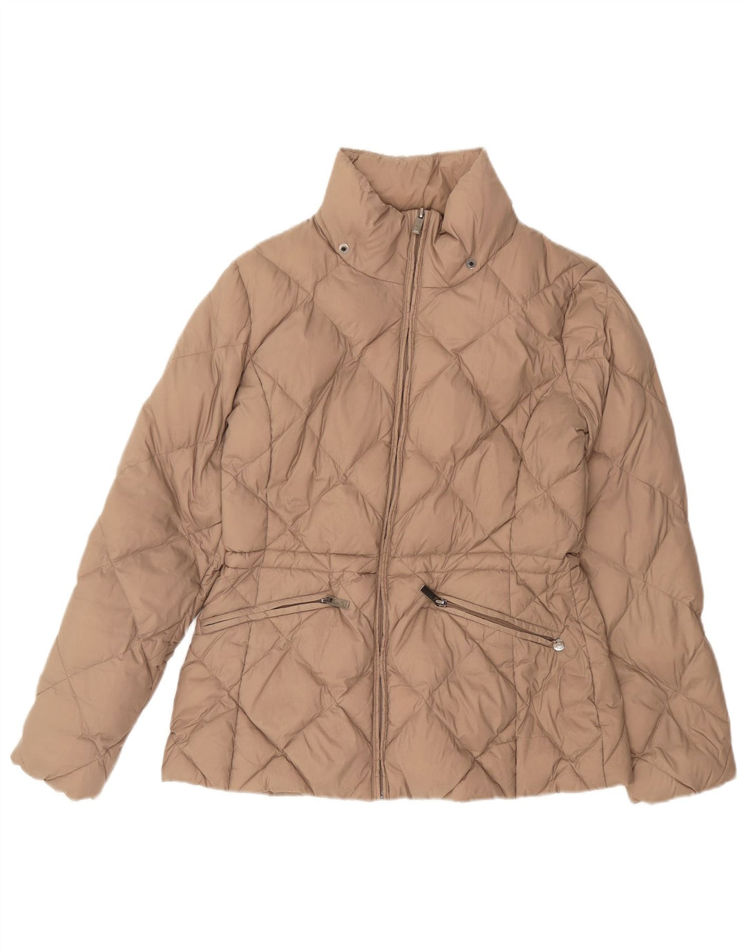 BENETTON Womens Padded Jacket UK 14 Medium Beige Polyamide