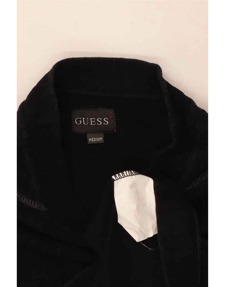 Guess Damen Top Langarm UK 14 Medium Schwarz Baumwolle