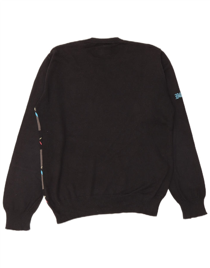 BILLABONG Herren-Pullover mit Rundhalsausschnitt, Größe S, schwarze Argyle-/Diamant-Baumwolle