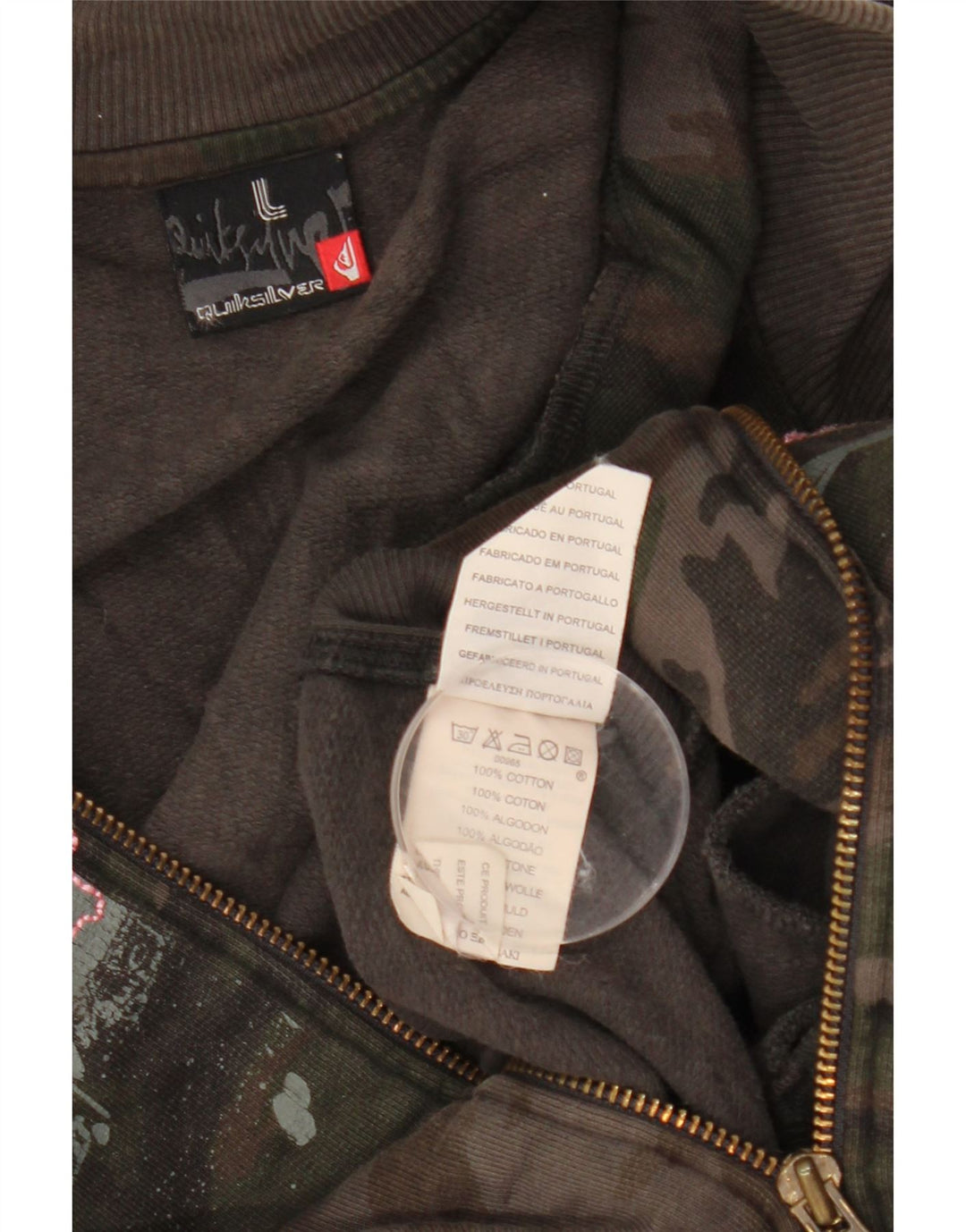 QUIKSILVER Damen-Trainingsanzug-Top-Jacke, UK 16, Größe L, Khaki-Tarnung