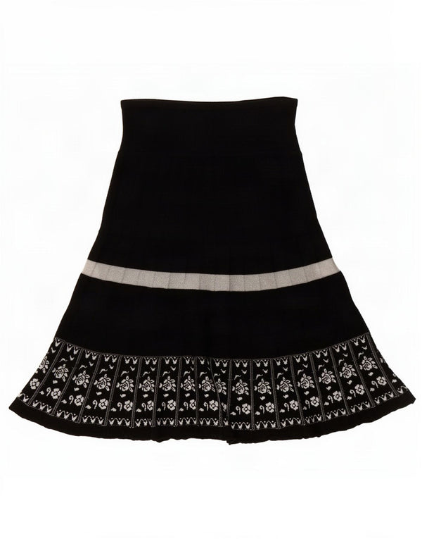 Renato Balestra Damen A-Linienrock IT 44 Medium W30 Schwarze Blumenwolle