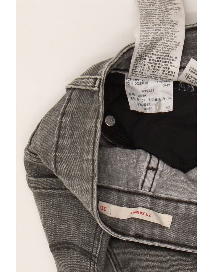 Levi's Damen 711 Skinny Jeans W30 L28 Graue Baumwolle