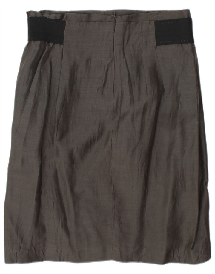 Vintage Damen Midirock W30 Mittelgrau Colourblock