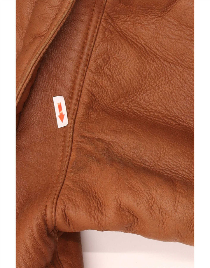 Vintage Herren Shearling Jacke IT 48 Mittelbraun