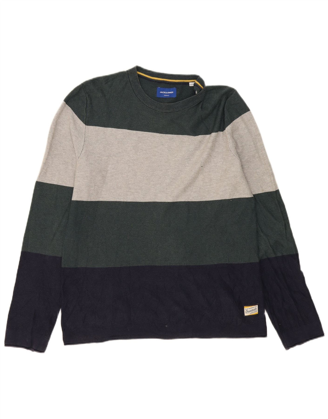 Jack & Jones Herren-Oberteil, langärmelig, groß, mehrfarbig, gestreift, Baumwolle