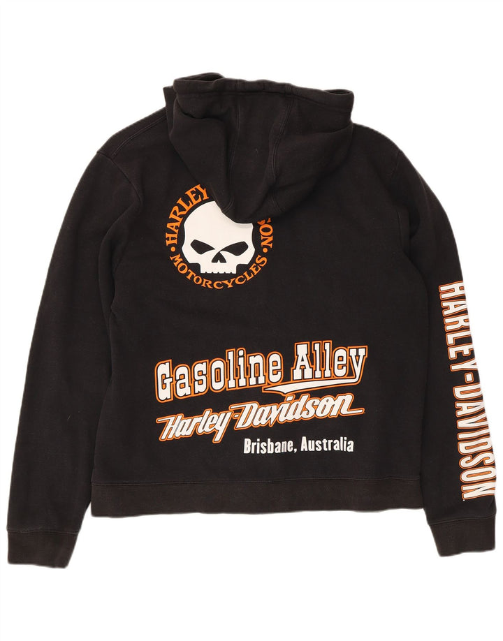 Harley Davidson Herren-Kapuzenpullover mit grafischem Reißverschluss, mittelschwarz, Baumwolle