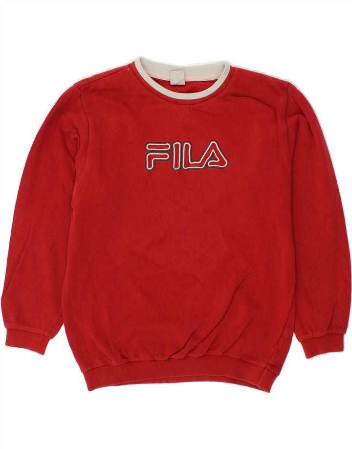 FILA Girls Graphic Sweatshirt Jumper 13-14 Years Large Red Vintage Fila and Second-Hand Fila from Messina Hembry 
