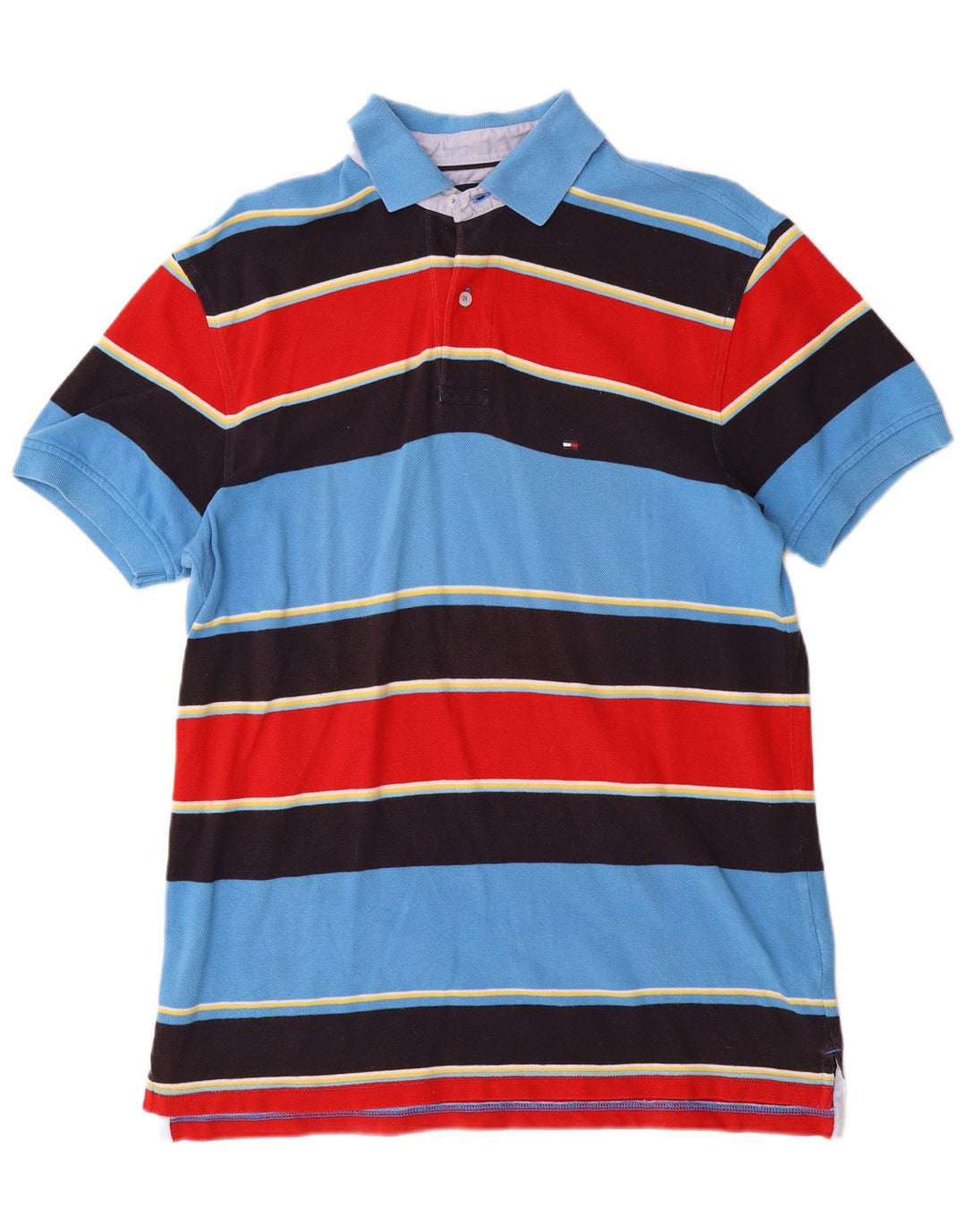 TOMMY HILFIGER Herren-Poloshirt, mittelgroß, mehrfarbig, gestreift, Baumwolle